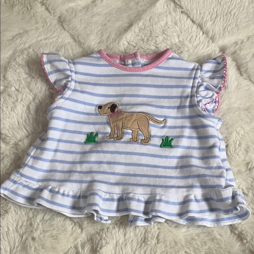Cute Baby shirt with Dog Embroidery